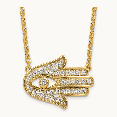 Hamsa Necklace, 0.25 ct tw Lab-Grown Diamond