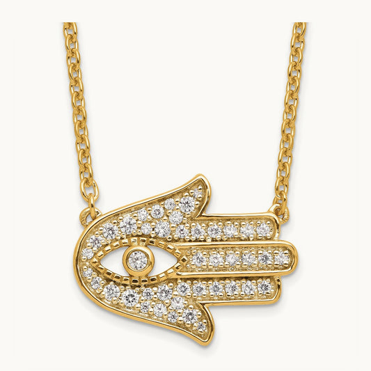Hamsa Necklace, 0.25 ct tw Lab-Grown Diamond
