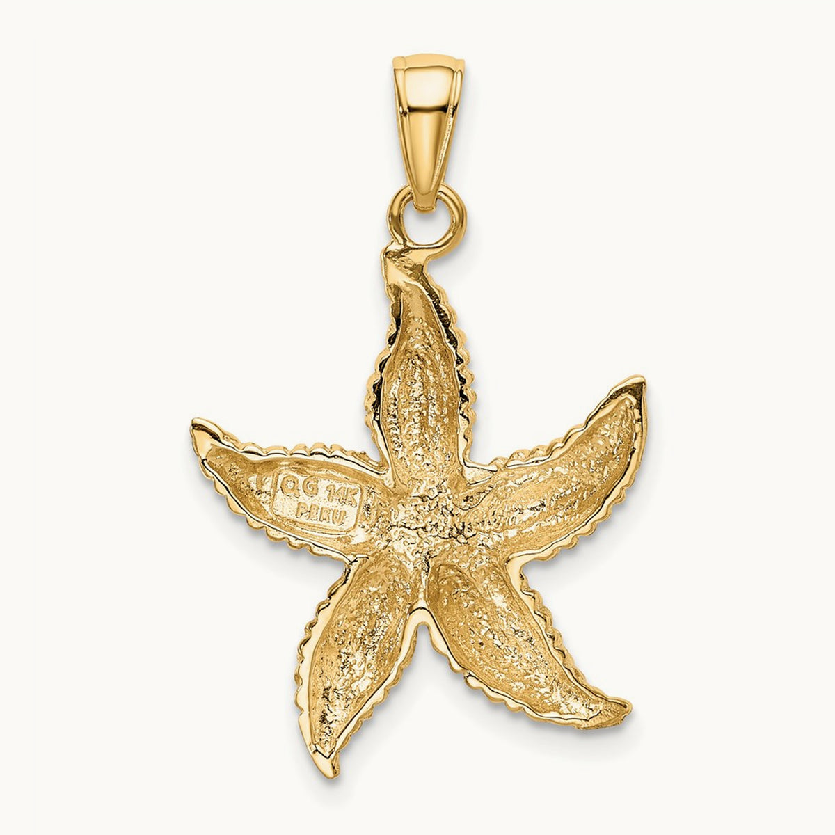 Textured Starfish Pendant, 14K