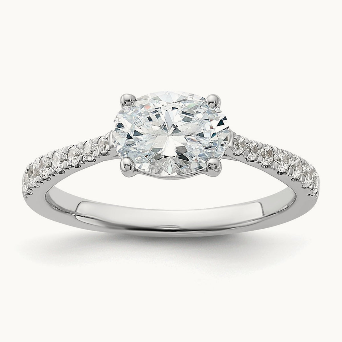 East West Oval Semi-Mount Engagement Ring — 1 ct, 7