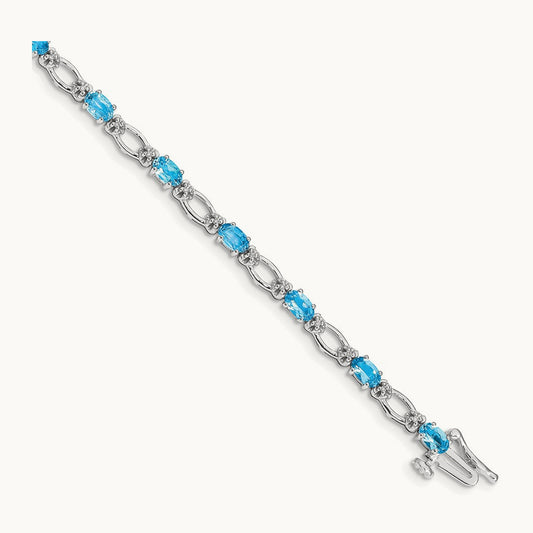 Diamond and Blue Topaz Bracelet — 14K White Gold