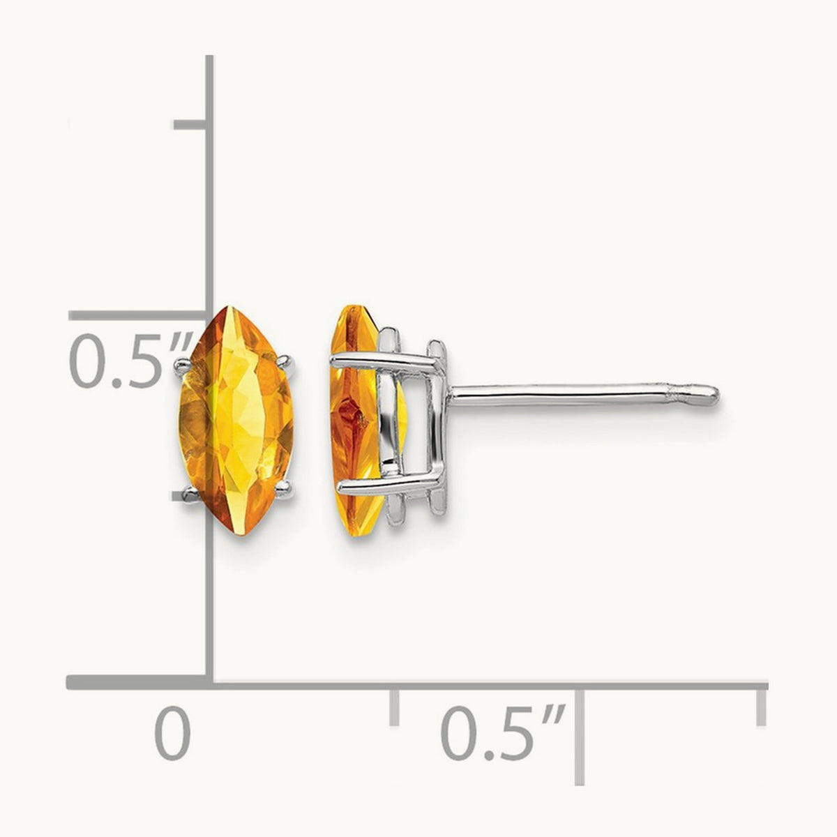 8x4mm Citrine Marquise Stud Earring, 14K White Gold