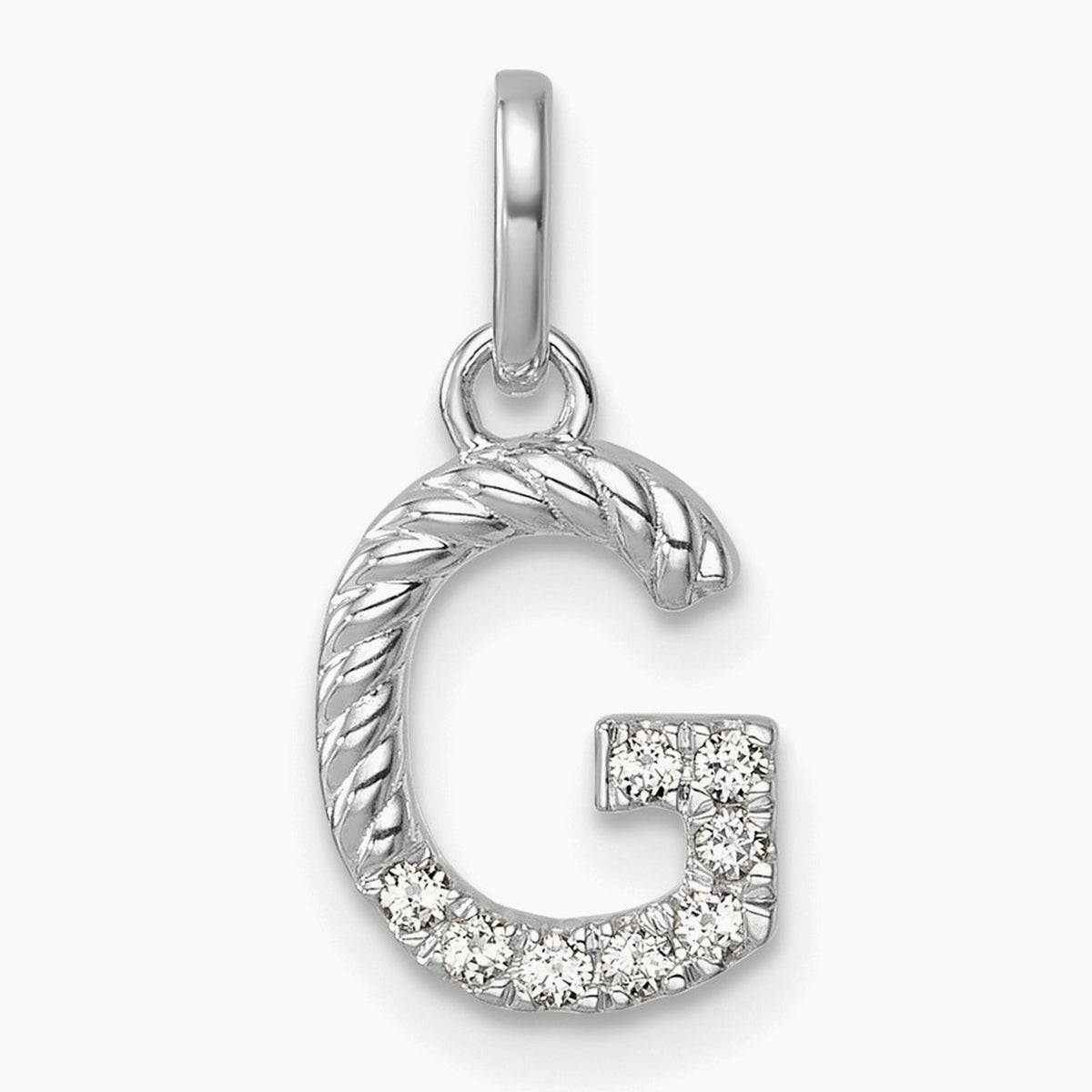 Twisted Diamond Charm — 14K White Gold, G