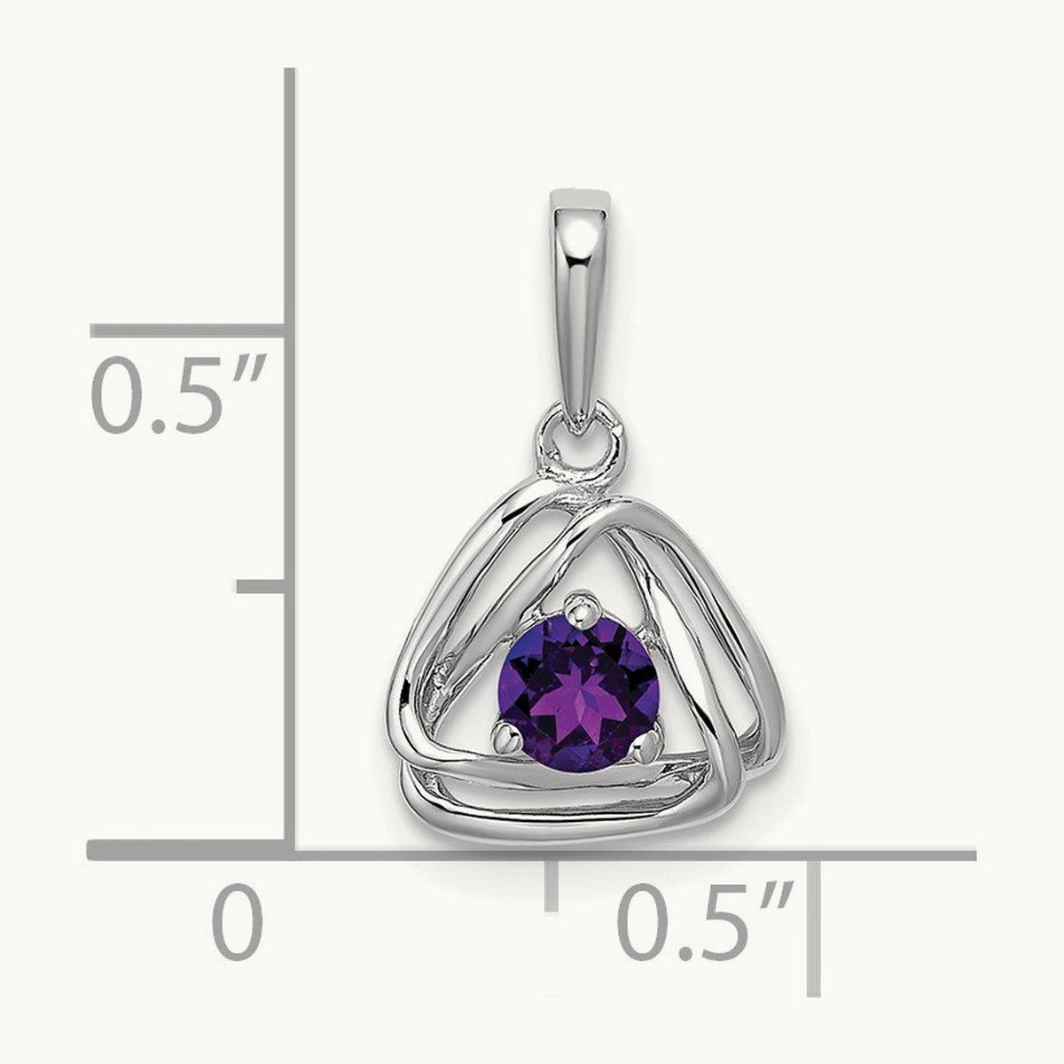 Amethyst Triangle Pendant — 14K White Gold