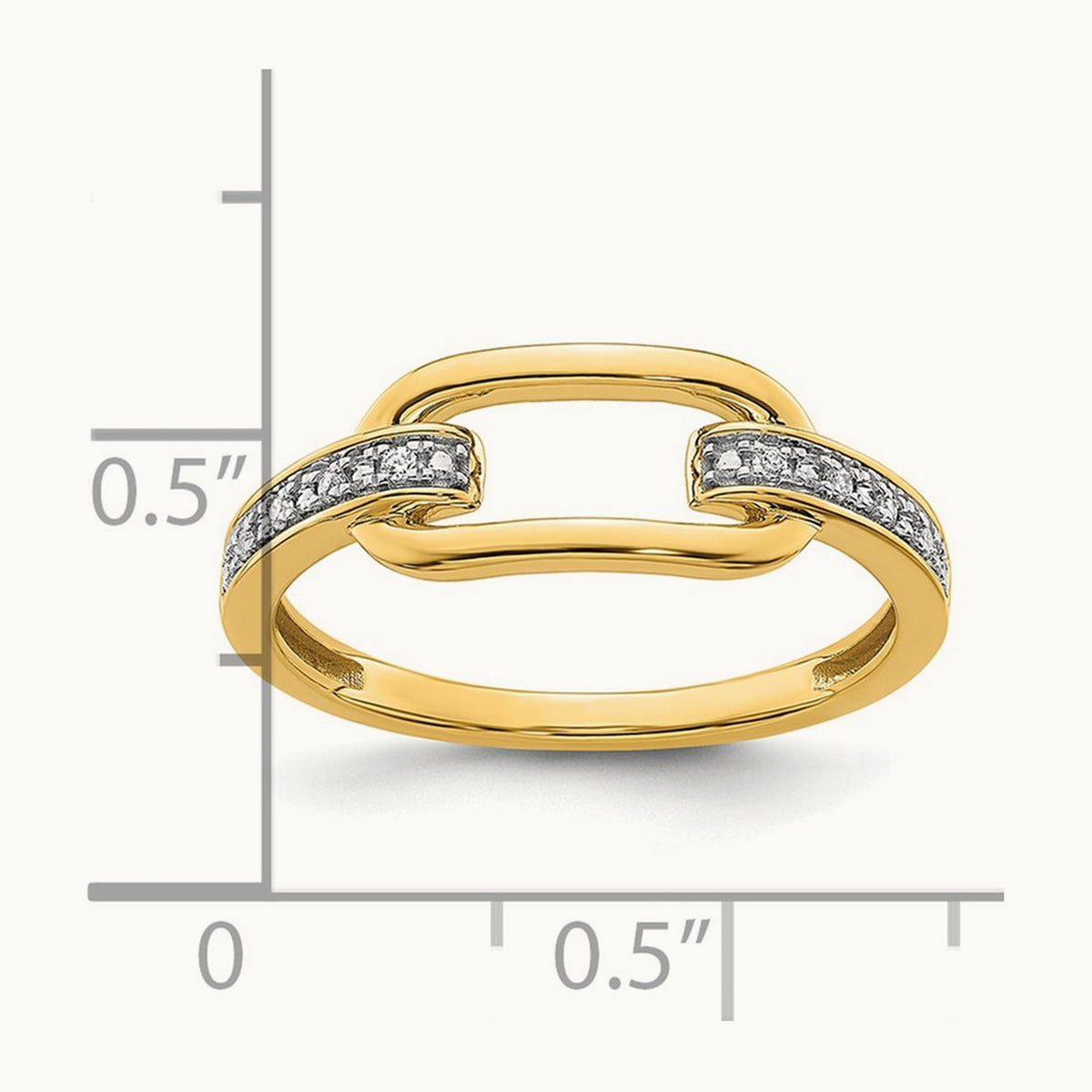 Polished Diamond Link Fashion Ring, 14K