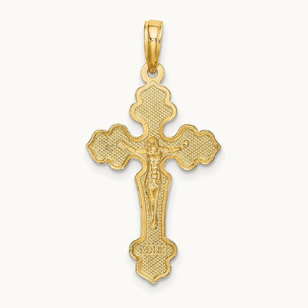 D/C Crucifix W /Fancy Tips Charm, 14K