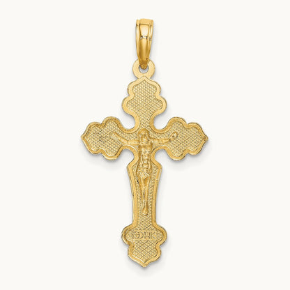 D/C Crucifix W /Fancy Tips Charm, 14K