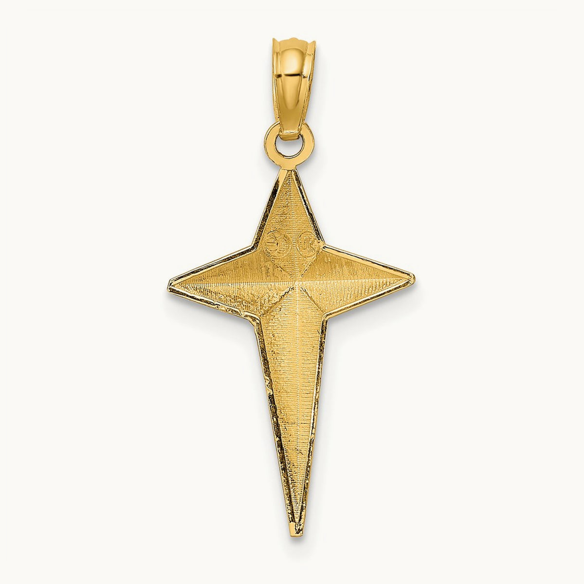 2-D Polished Triangle Tipped Cross Charm, 14K