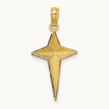 2-D Polished Triangle Tipped Cross Charm, 14K