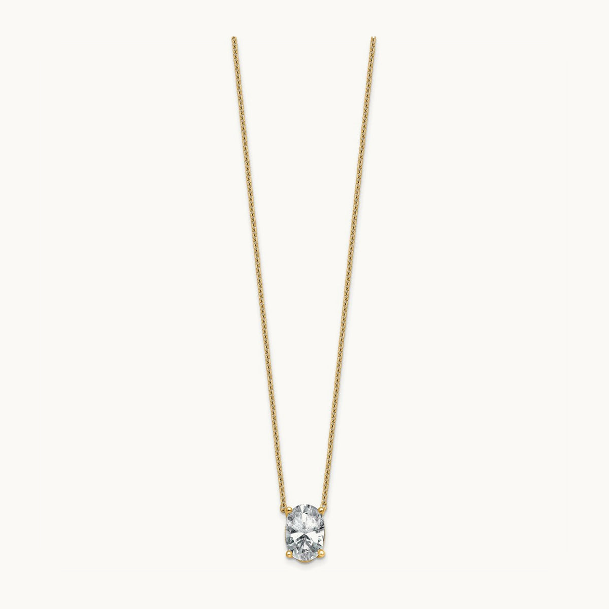 Oval Pendant Necklace, 0.25-4.00 ct tw Lab-Grown Diamond — 3 1/2 ct, 14K Yellow Gold