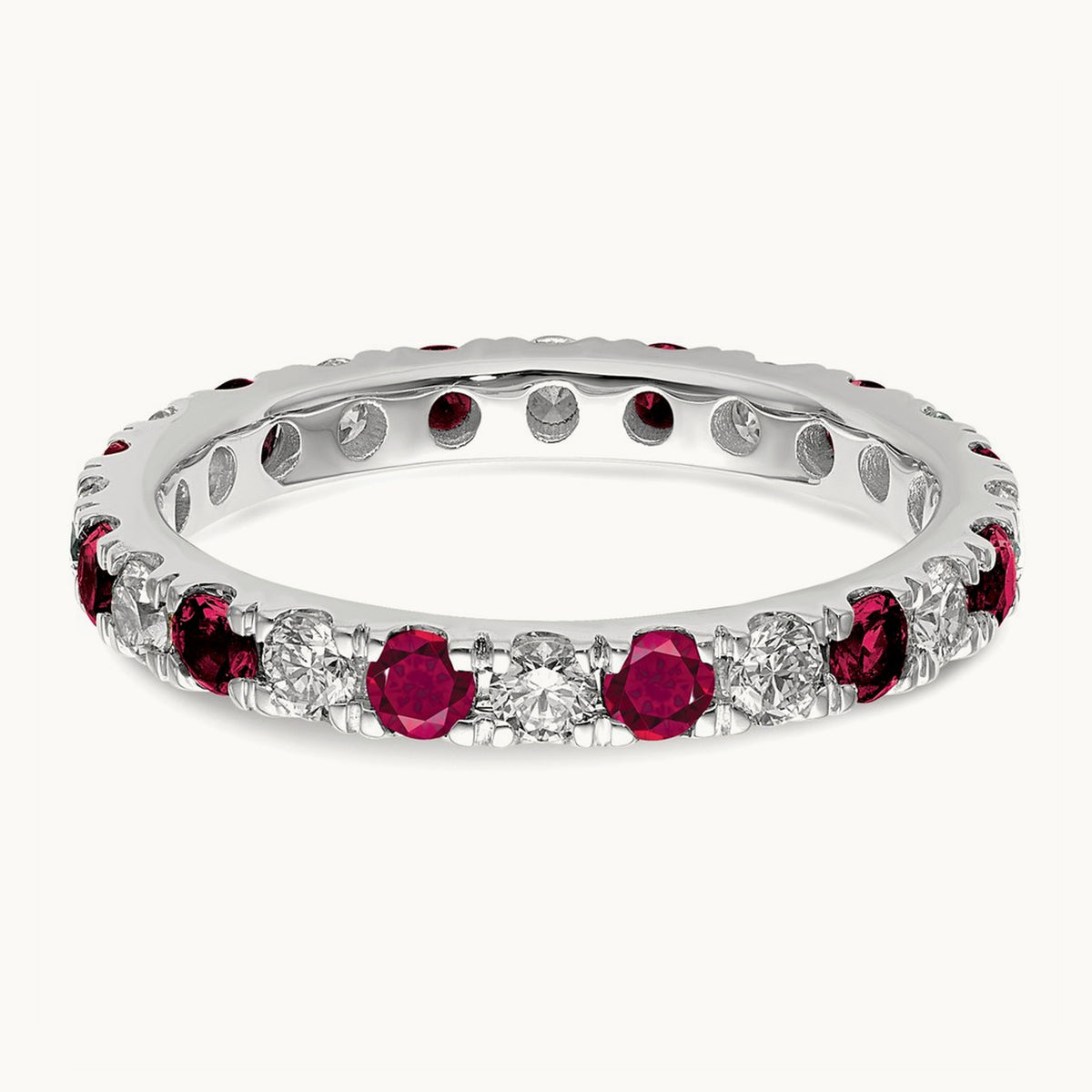 Created Ruby Eternity Band — 14K White Gold, 2.65 mm