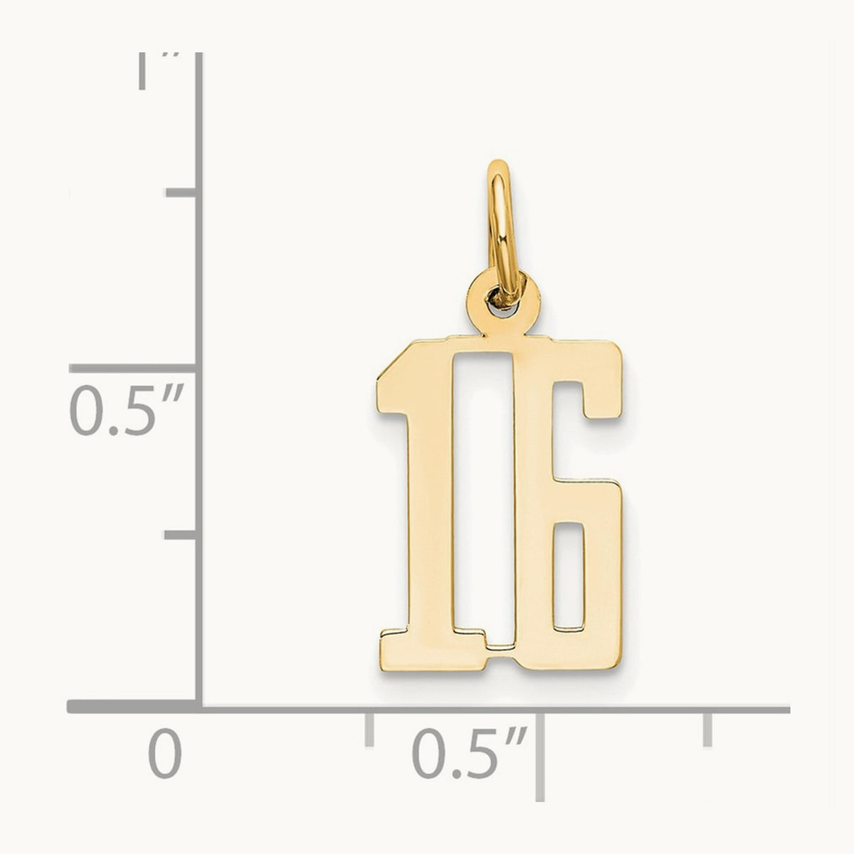 Small Elongated Number 16 Charm, 14K