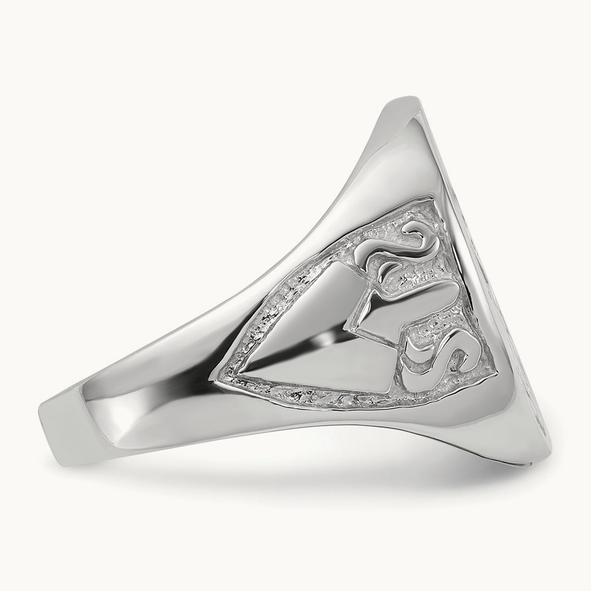 Men's Polished and Grooved (No Enamel) Masonic Ring, 14K White Gold