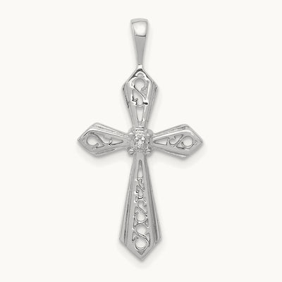 AA Diamond Passion Cross Pendant, 14K White Gold