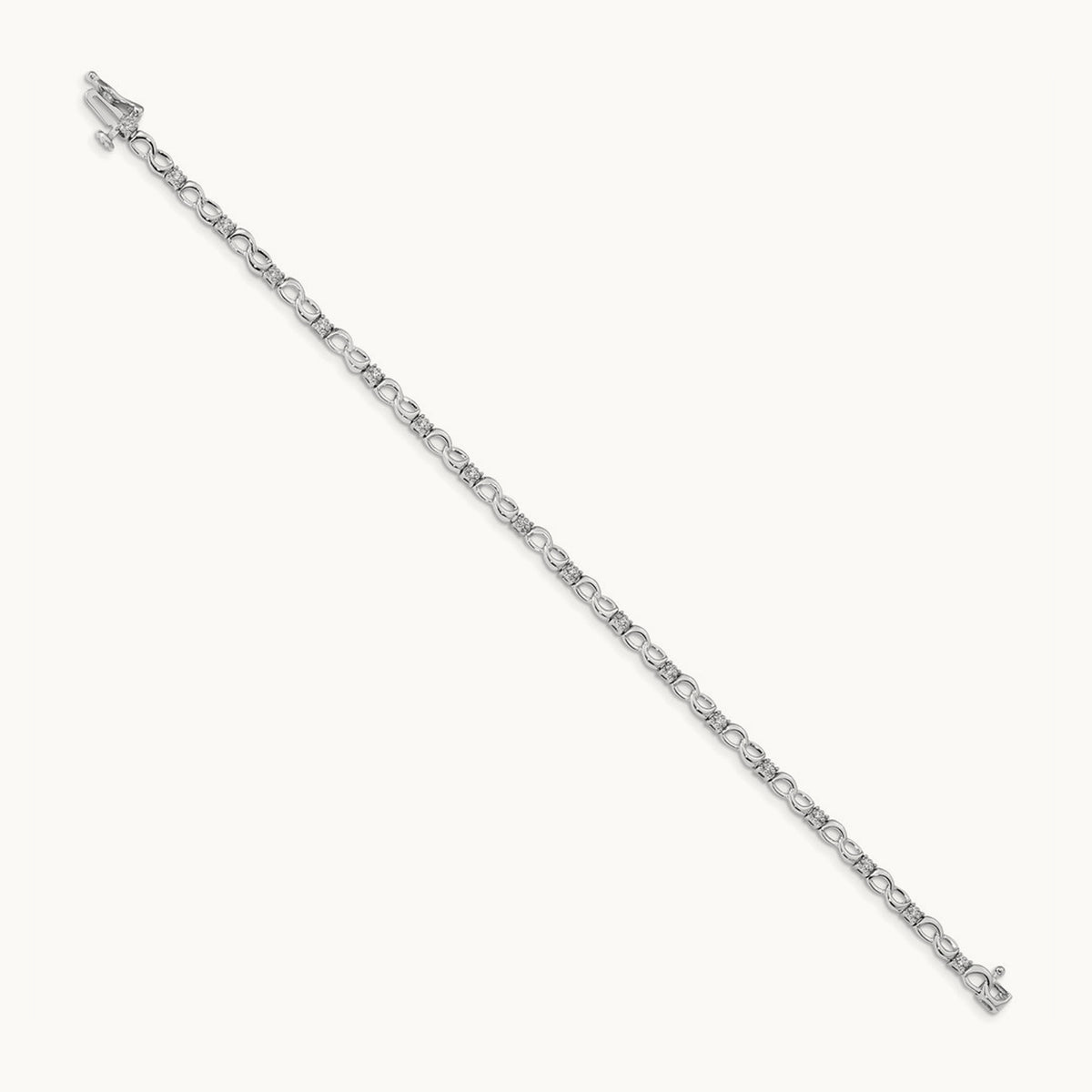 Diamond Figure 8 Link Bracelet — 14K White Gold