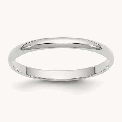 Half Round Band, 2mm, 10K White Gold