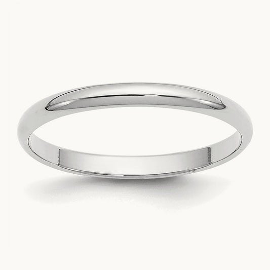 Half-Round Wedding Band, 2mm, 14K White Gold
