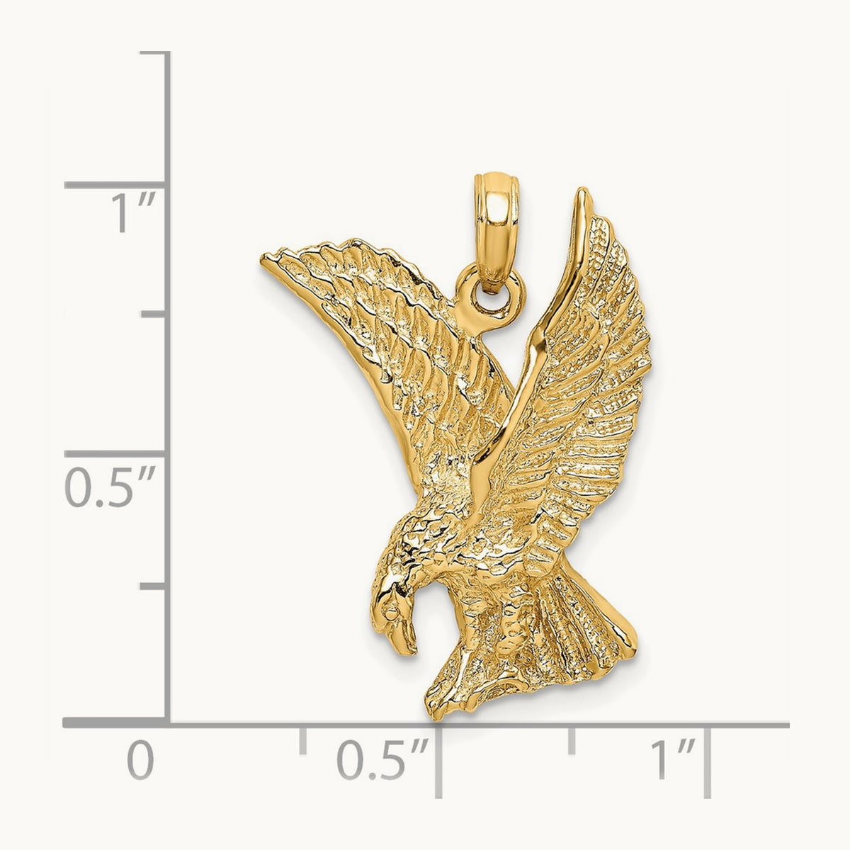 Eagle Landing w/Wings Up Charm, 14K