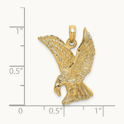 Eagle Landing w/Wings Up Charm, 14K