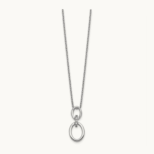 Diamond Ovals 18 inch Necklace, 14K White Gold