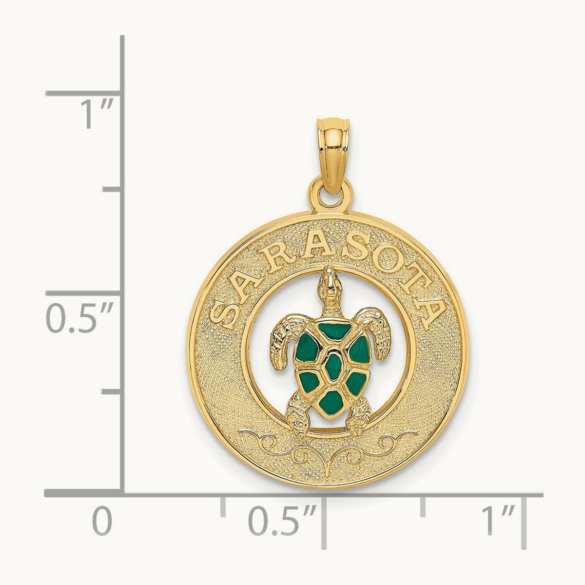 w/ Enamel Turtle SARASOTA Circle Charm, 14K