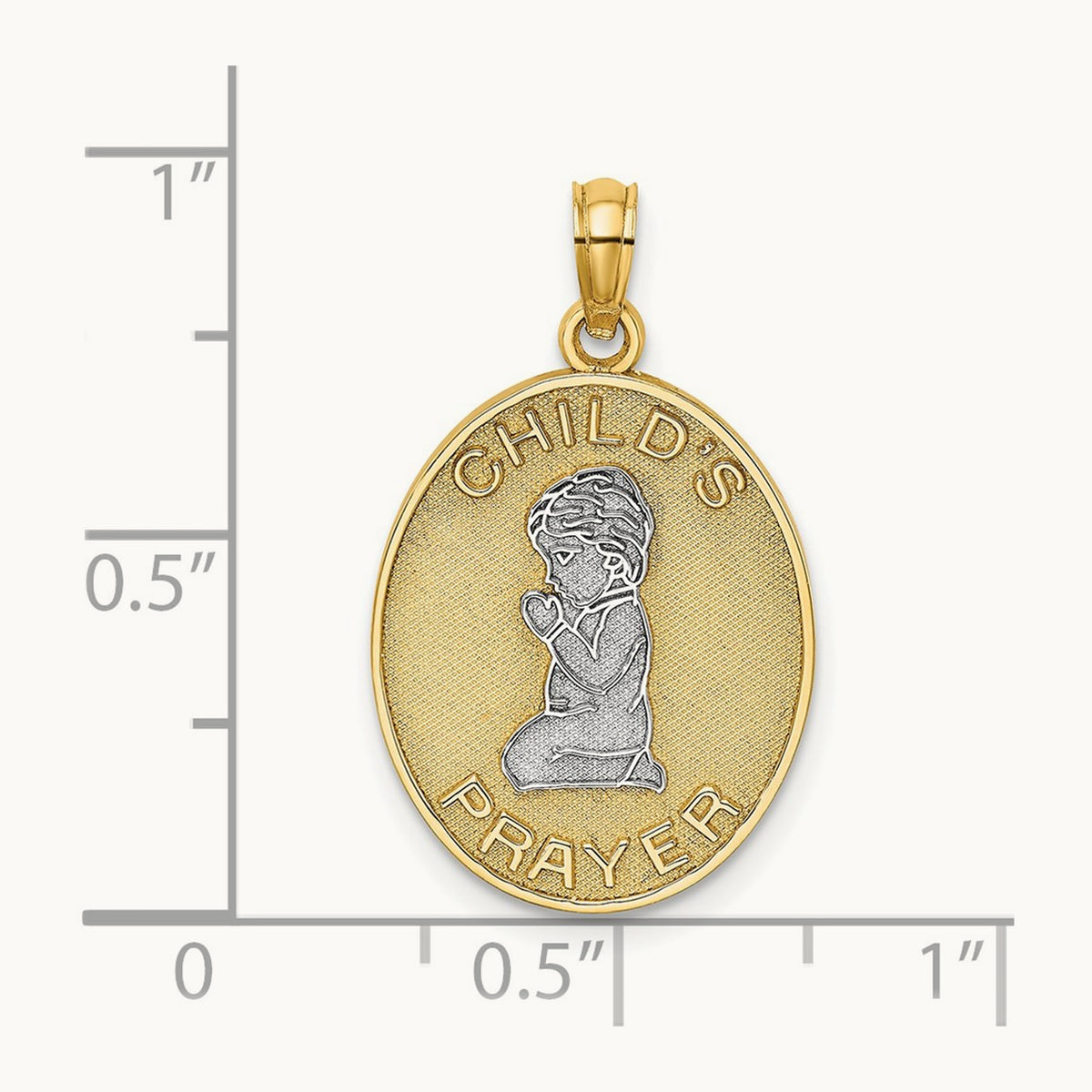 w/Rhodium Reversible CHILDS PRAYER w/Boy Charm, 14K
