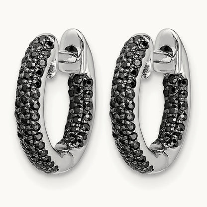 Diamond Hinged Hoop Earrings, 14K White Gold