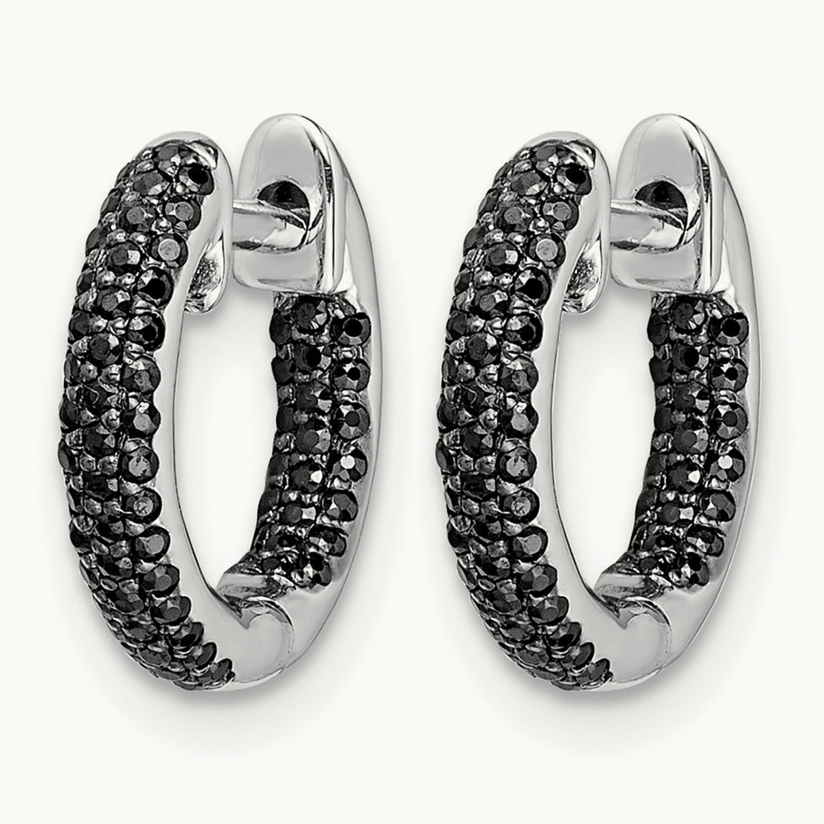 Diamond Hinged Hoop Earrings, 14K White Gold