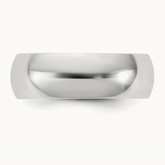 Half Round Band — 10K White Gold