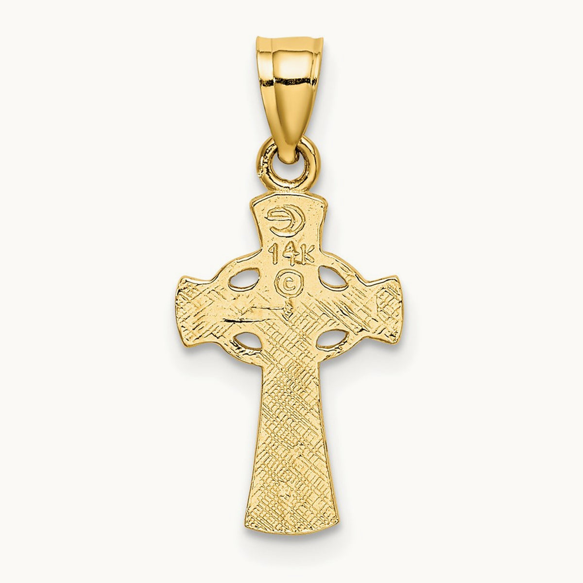 Solid Cross w/ Eternity Rings Cross Charm, 14K