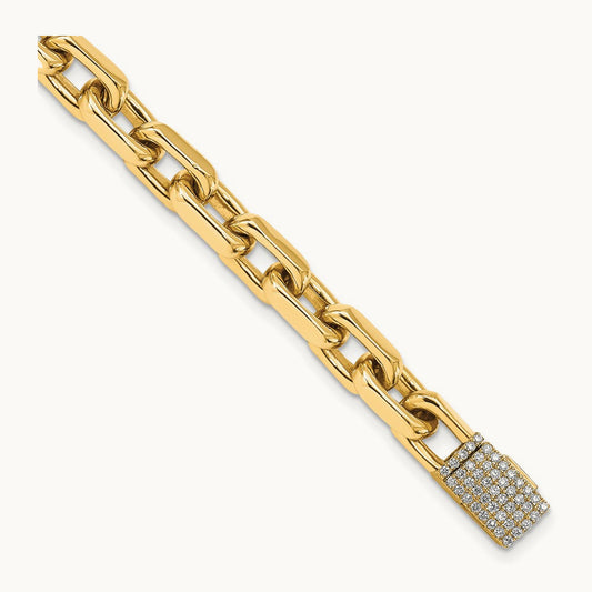 Hand-polished Fancy Link Diamond Clasp Bracelet — photo set