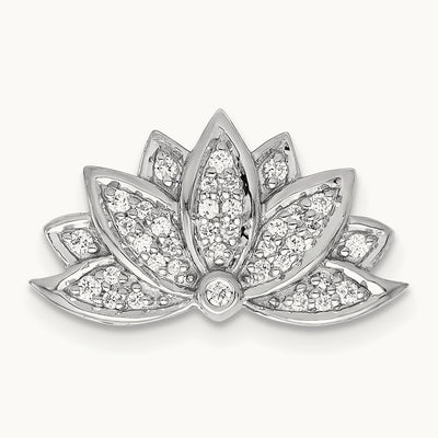 1/5ct. Diamond Lotus Flower Chain Slide, 14K White Gold
