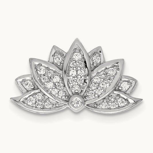 1/5ct. Diamond Lotus Flower Chain Slide, 14K White Gold