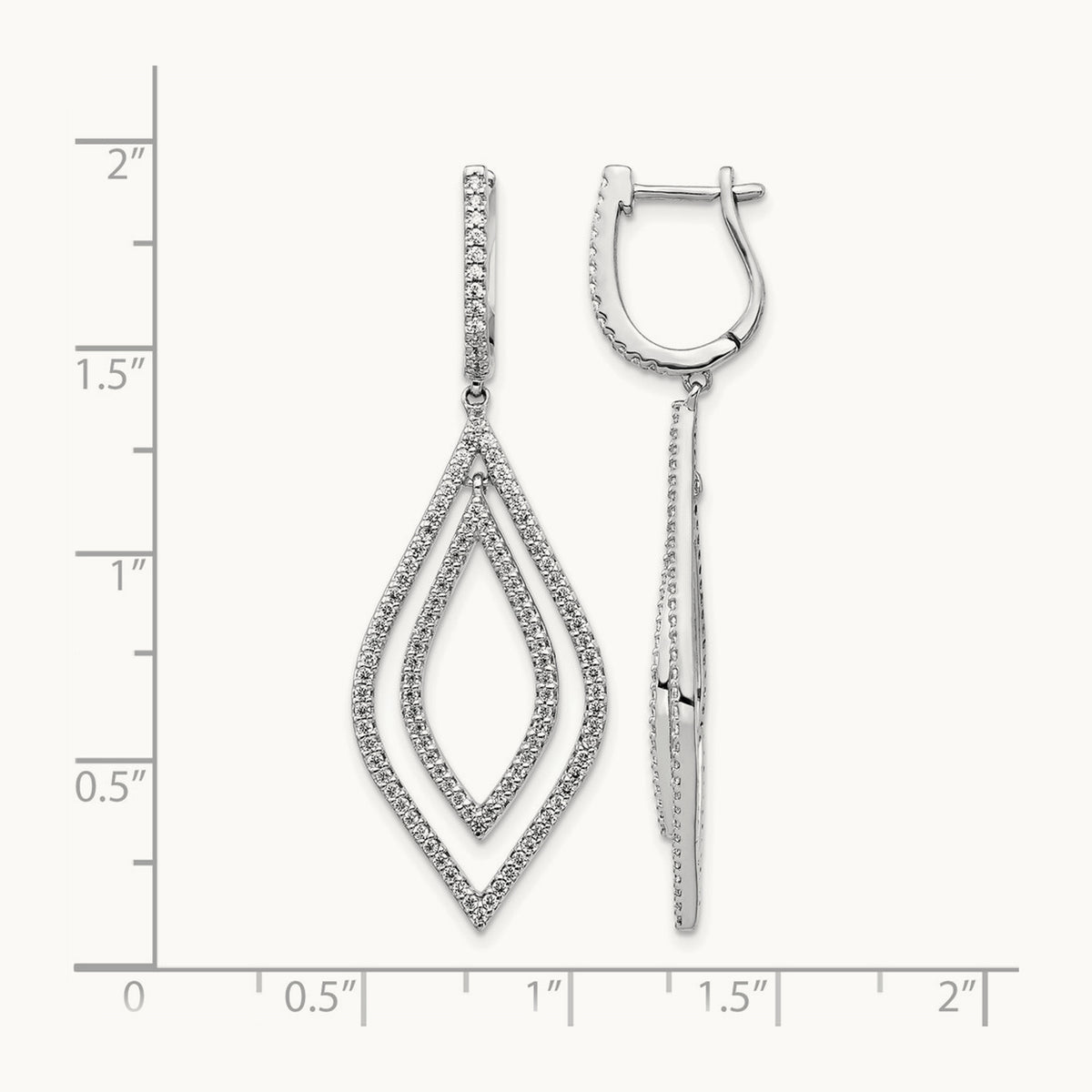 Diamond Teardrop Hinged Dangle Earrings, 14K White Gold