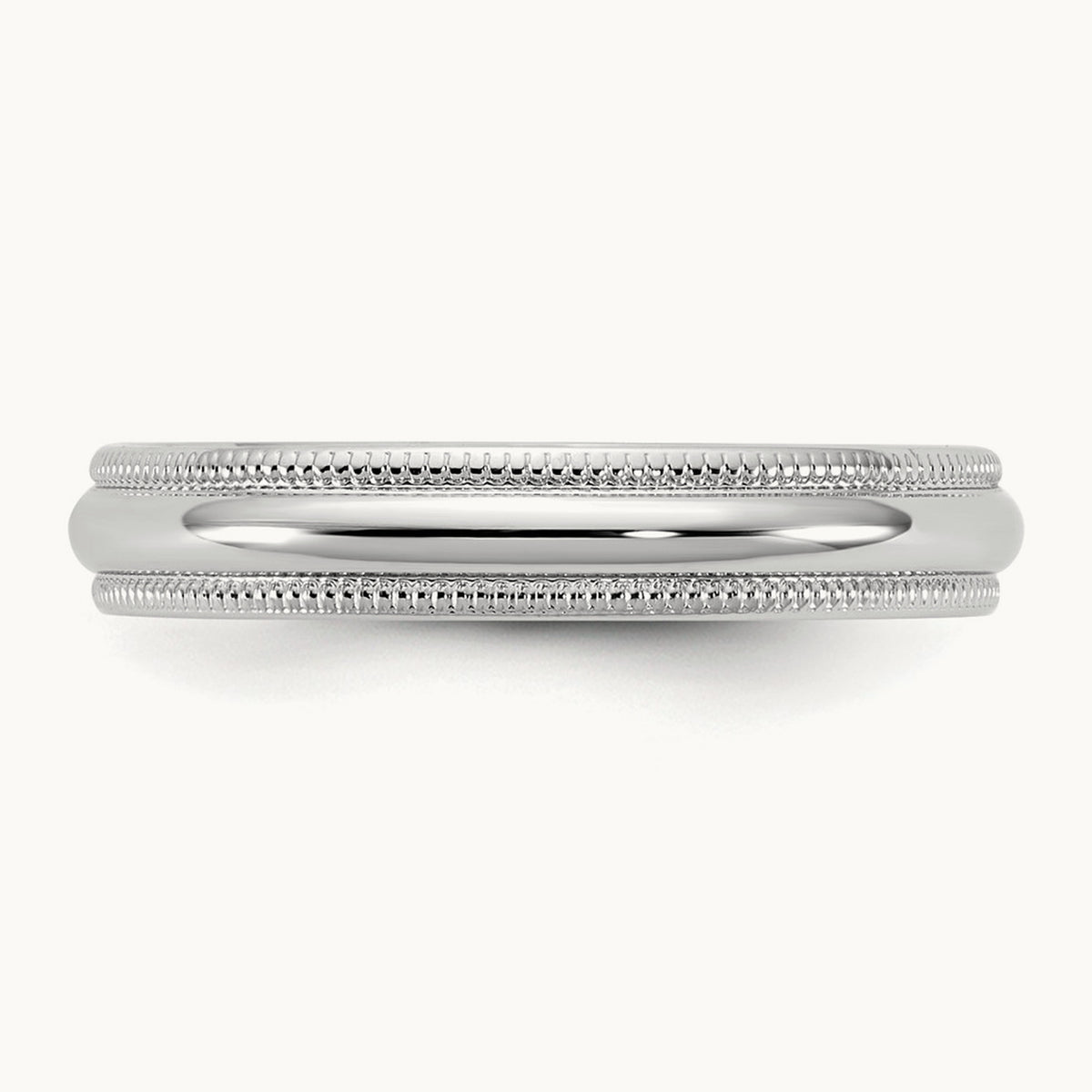 Lightweight Milgrain Half Round Band — 14K White Gold, 3.5mm