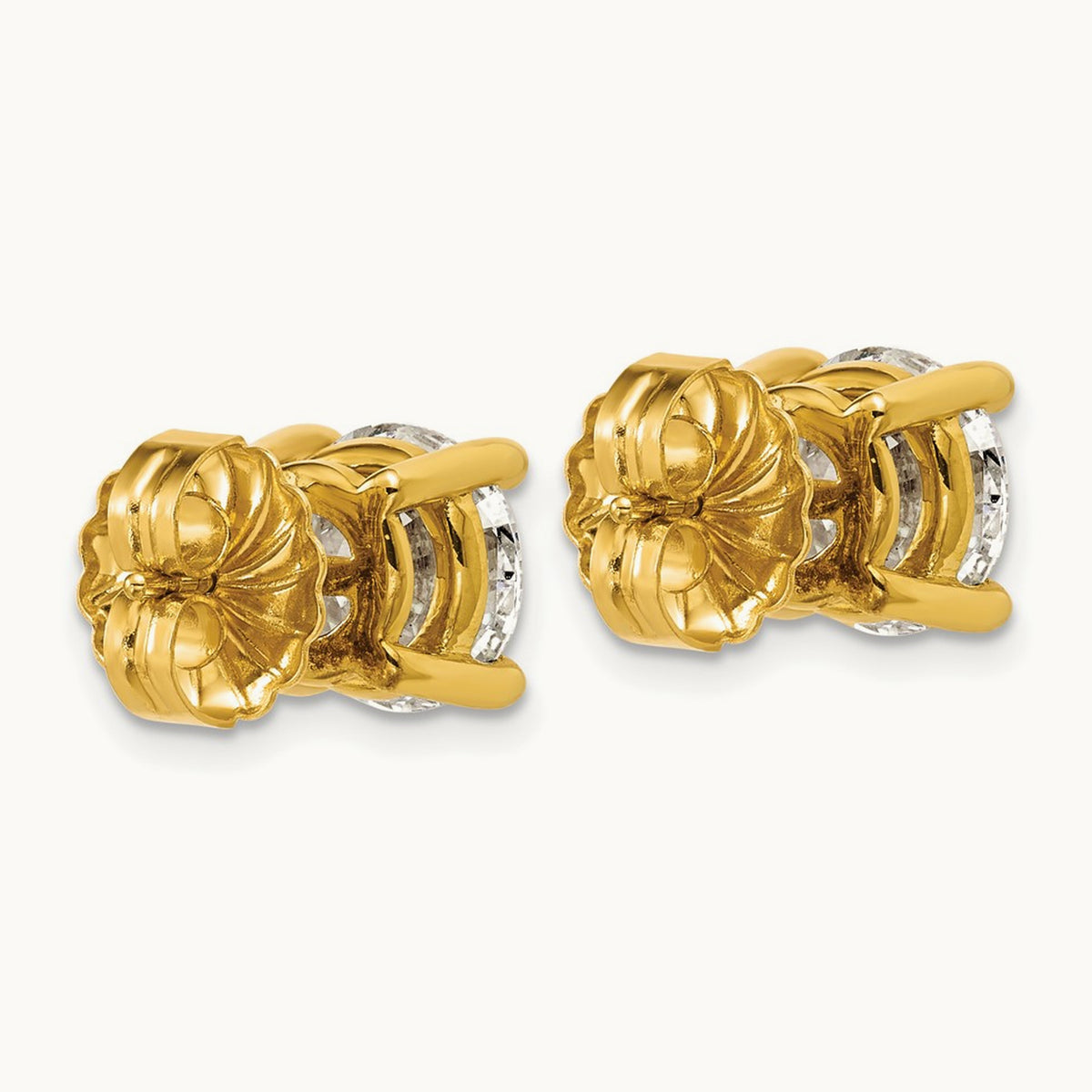 Round Lightweight Earrings, 0.25-6.00 ct tw Lab-Grown Diamond — 6 ct, 10K Yellow Gold