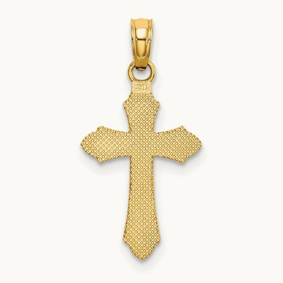 D/C w/ Beaded Edge Cross Charm, 14K