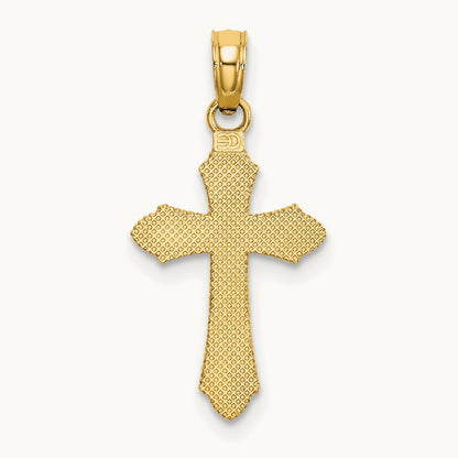 D/C w/ Beaded Edge Cross Charm, 14K