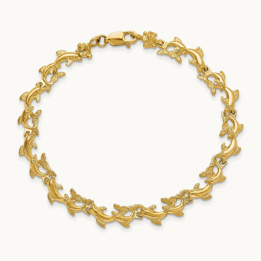 Dolphins Bracelet, 14K