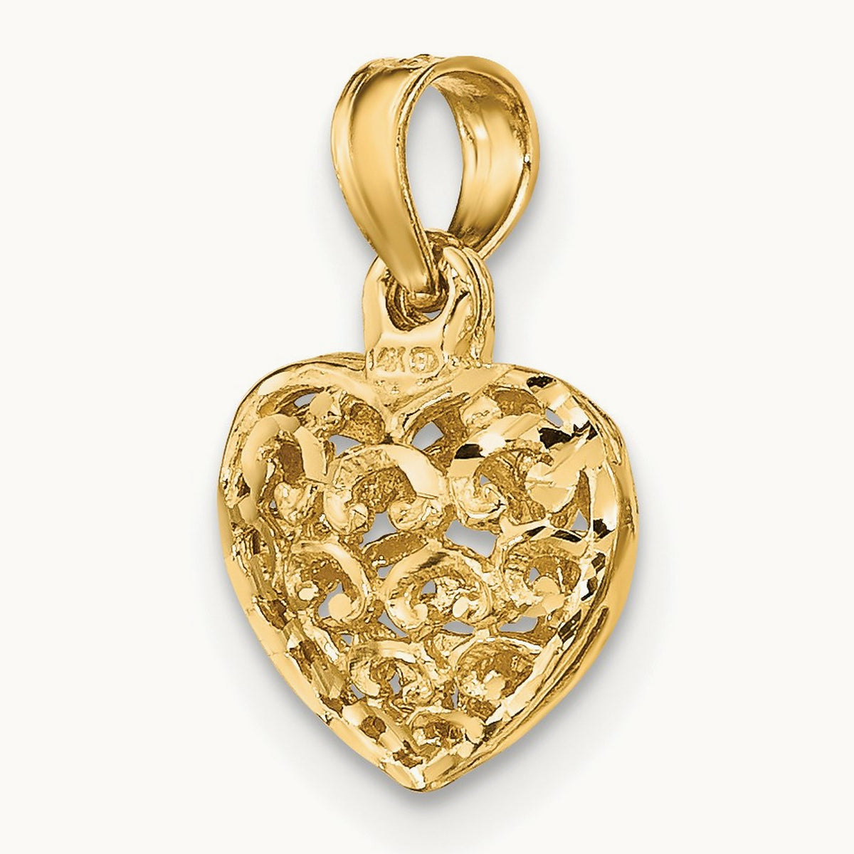 Polished 3-D Puffed Heart Pendant — 14K Yellow Gold