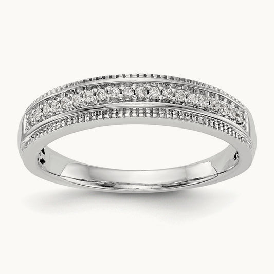 Complete Diamond Trio Ladies Wedding Band, 14K White Gold