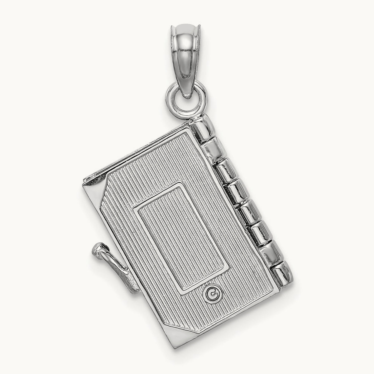 3D Lords Prayer Bible Pendant — 14K White Gold