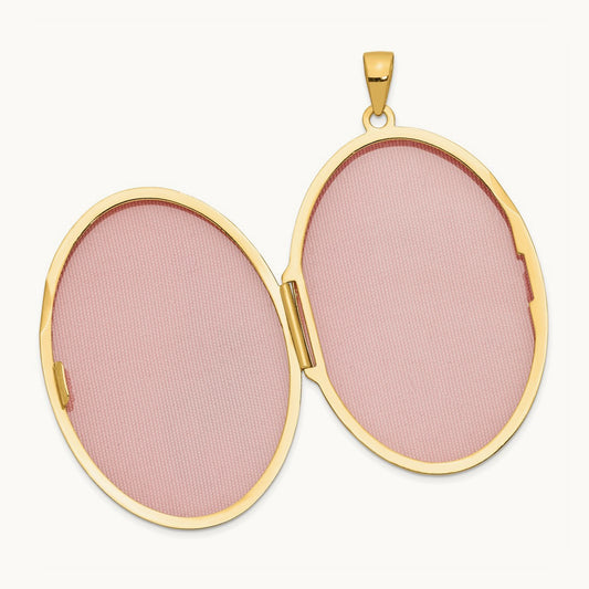 Oval Heavyweight Half Scroll Locket, 14K