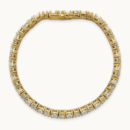 Princess/Round Tennis Bracelet, 10.00 ct tw Lab-Grown Diamond — 14K Yellow Gold