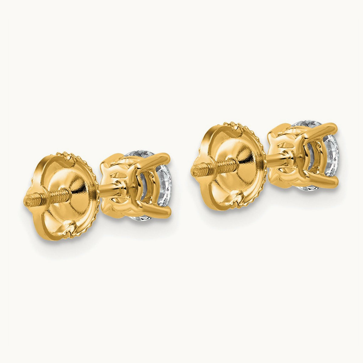 Lightweight Screwback Earrings, 0.25-4.00 ct tw Lab-Grown Diamond — 1 ct, 14K Yellow Gold