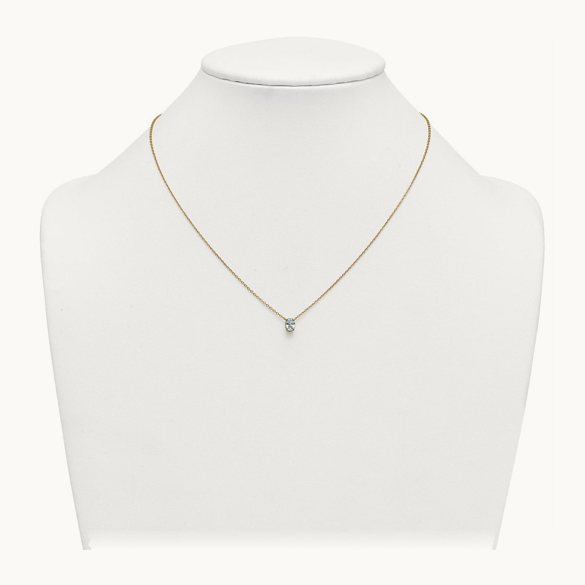 Oval Pendant Necklace, 0.25-4.00 ct tw Lab-Grown Diamond — 1/2 ct, VS (Best), 14K Yellow Gold