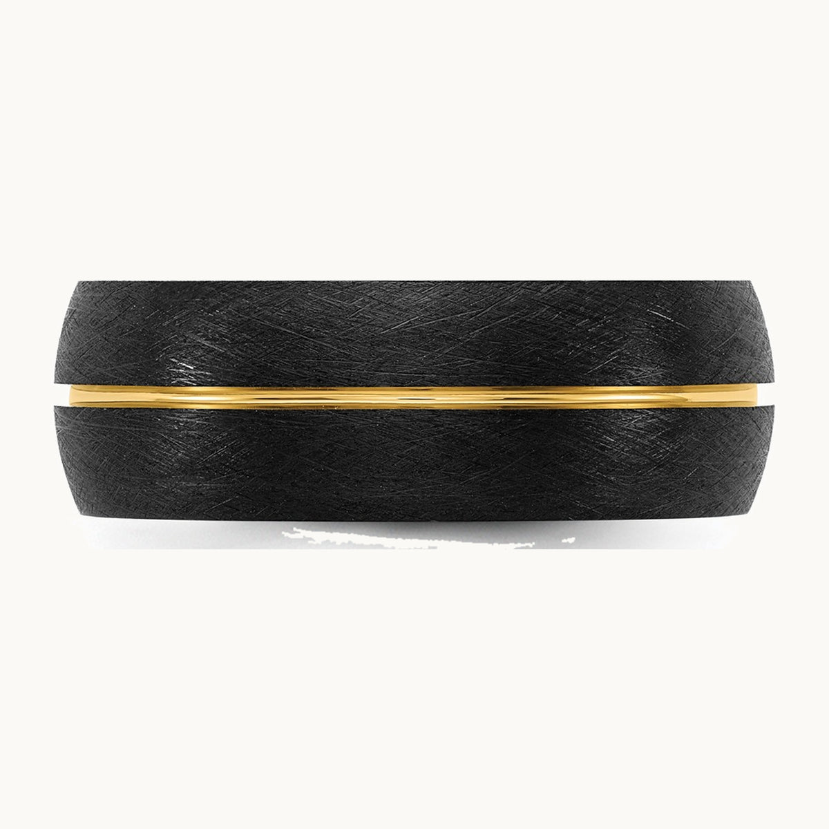 Ceramic Black Scratch Finished with Yellow IP-plated Center 8mm Band