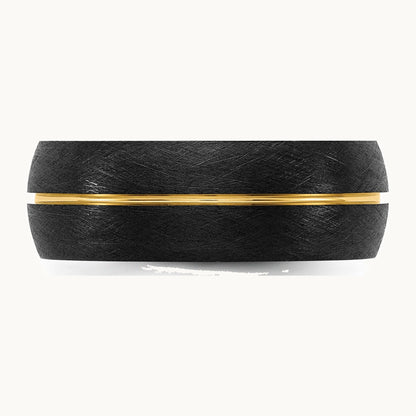 Ceramic Black Scratch Finished with Yellow IP-plated Center 8mm Band