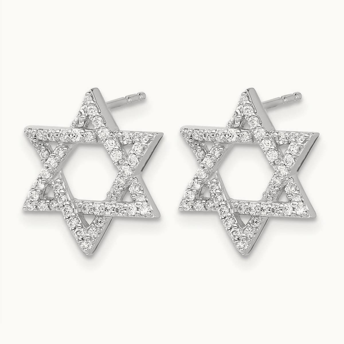 Diamond Star of David Earrings, 14K White Gold