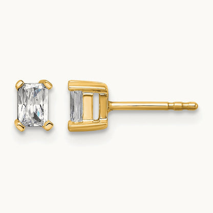 Radiant Four-Prong Stud Earrings, 0.50-6.00 ct tw Lab-Grown Diamond — 1/2 ct, 14K Yellow Gold